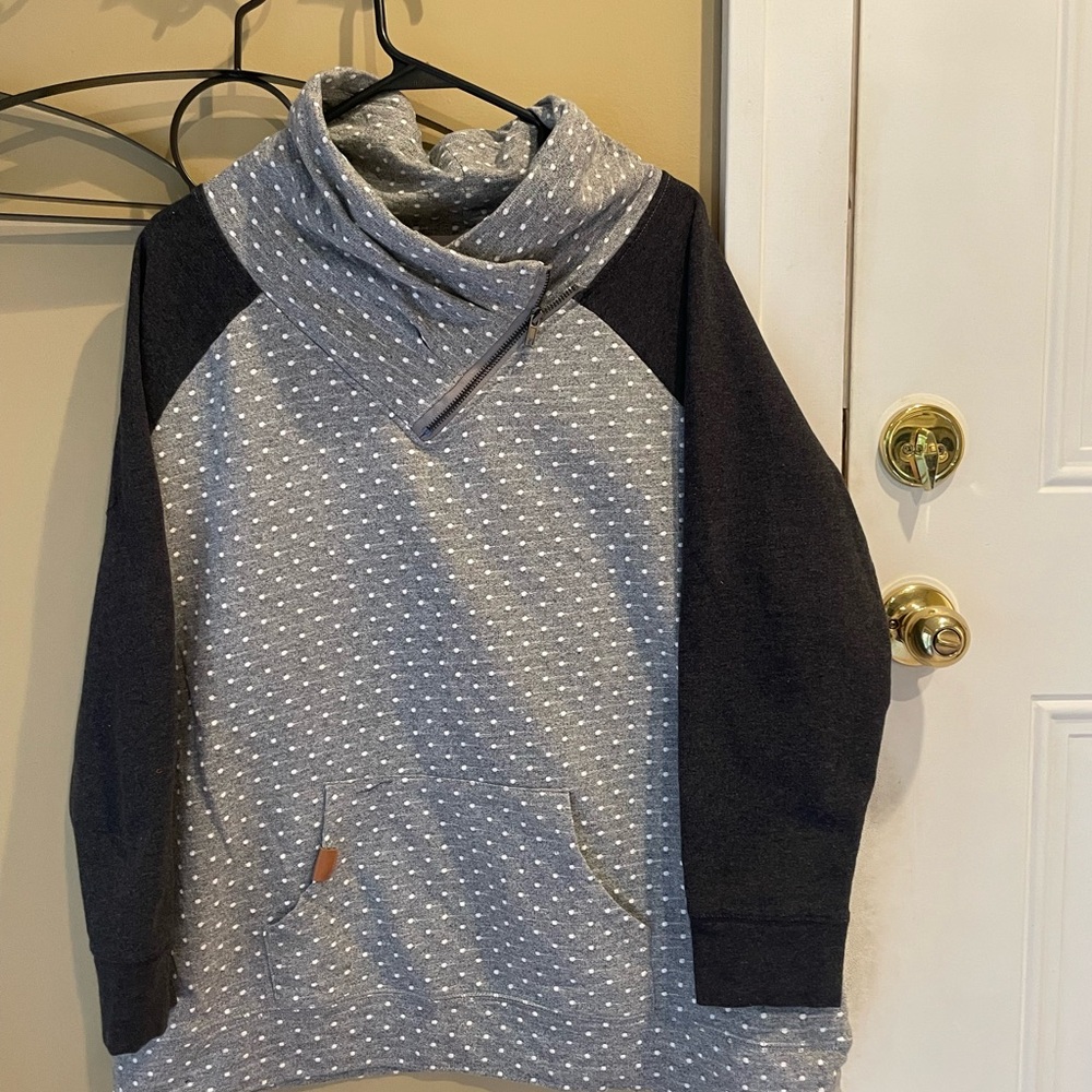 Maurices Gray polka dot cowl neck top